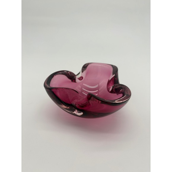 Other - Vintage Murano Style Amethyst Pink Art Glass Freeform Bowl Trinket Dish V8